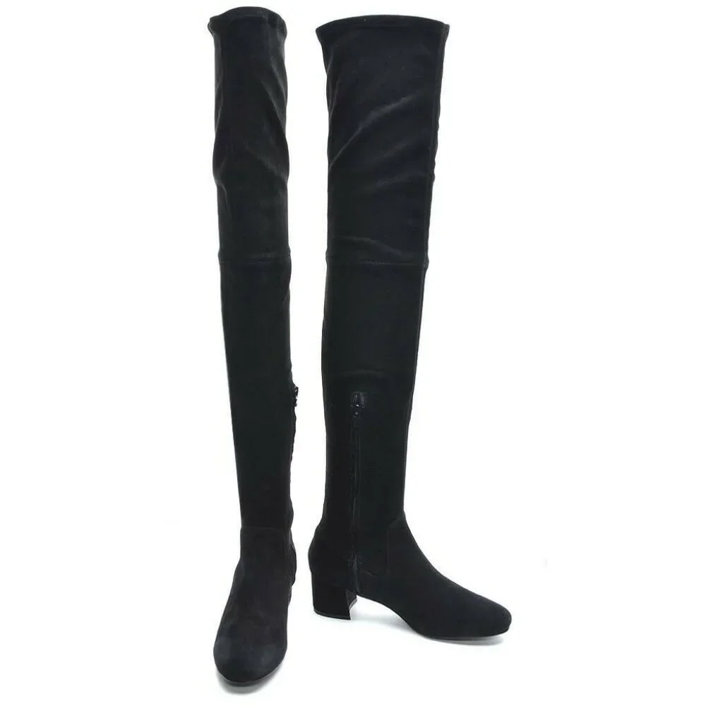 & Other Stories Black Thigh High Stretch Boots 38 New